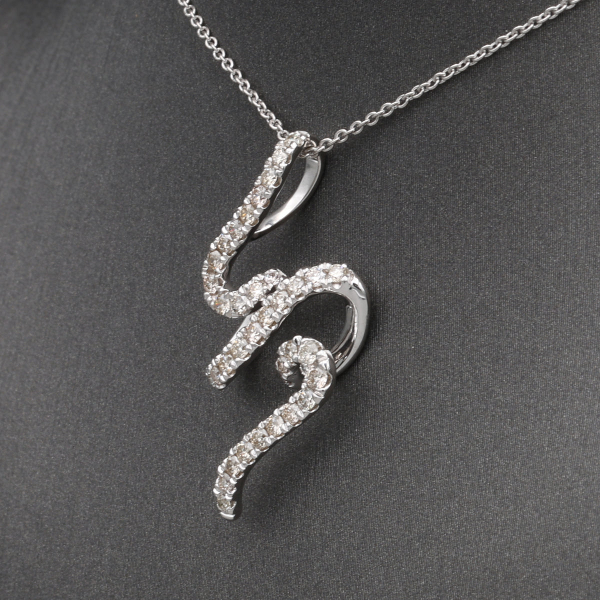 Sparkling Diamond Twist Swirl Pendant Necklace in 14k White Gold