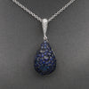 Sparkling Sapphire and Diamond Pear Drop Pendant Necklace in 14k White Gold