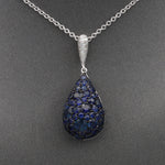 Sparkling Sapphire and Diamond Pear Drop Pendant Necklace in 14k White Gold