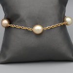 Yvel Golden South Sea Pearl Station Chain Bracelet in 18k Yellow Gold