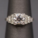 Art Deco GIA Certified Old European Cut Geometric Engagement Ring in Platinum