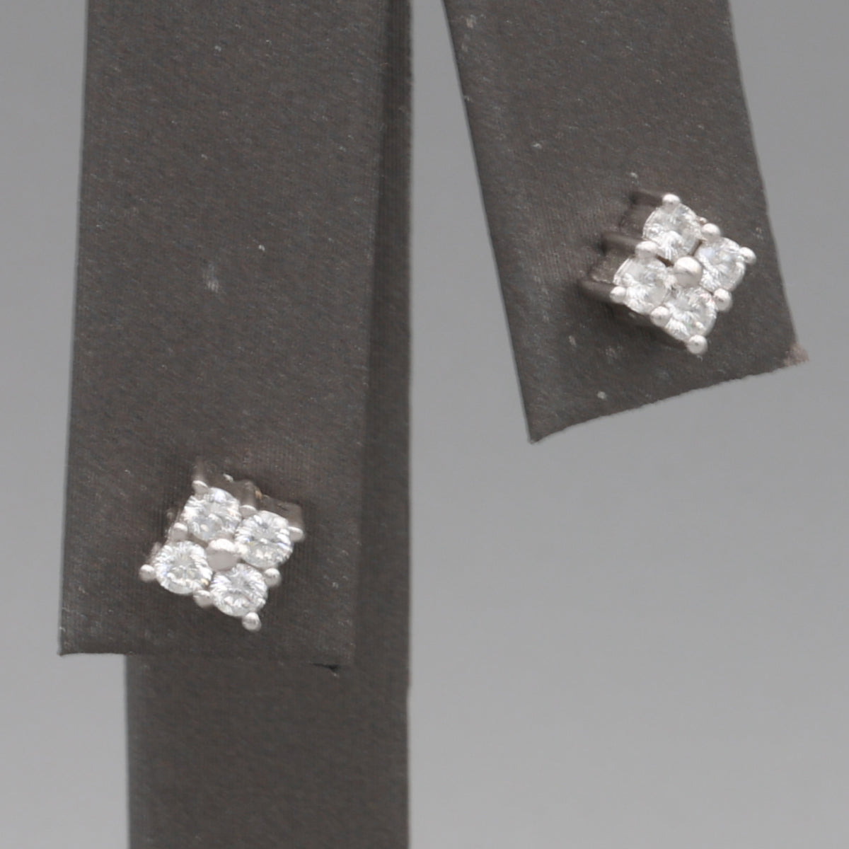 Vintage Diamond Cluster Stud Earrings in 14k White Gold