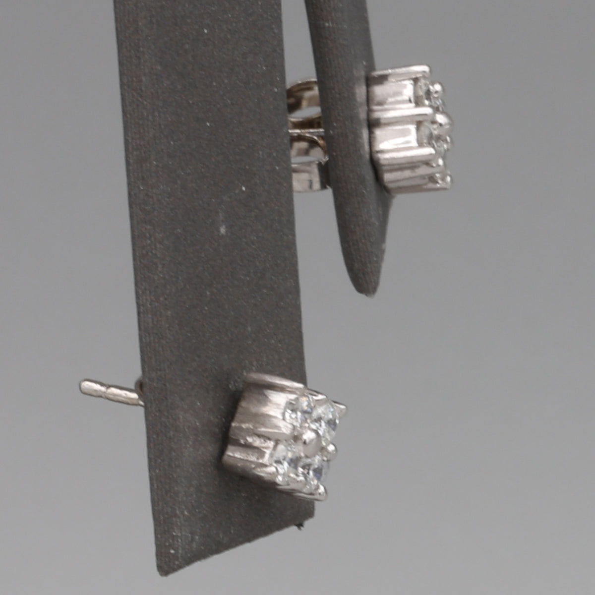 Vintage Diamond Cluster Stud Earrings in 14k White Gold