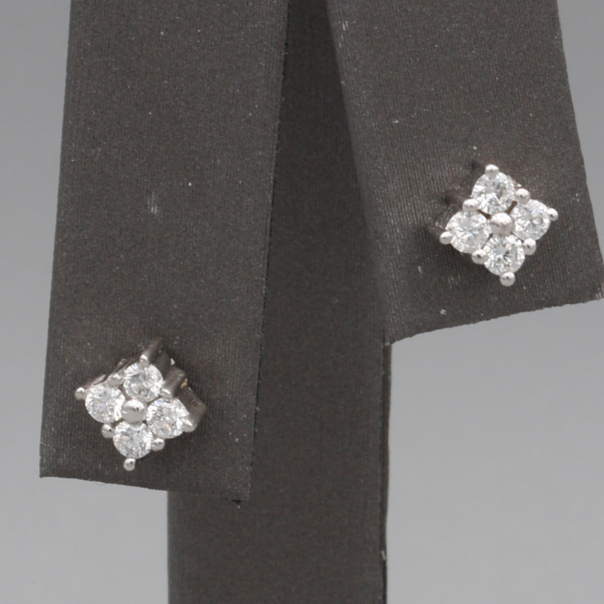 Vintage Diamond Cluster Stud Earrings in 14k White Gold