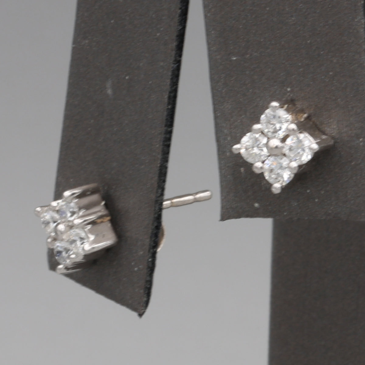 Vintage Diamond Cluster Stud Earrings in 14k White Gold