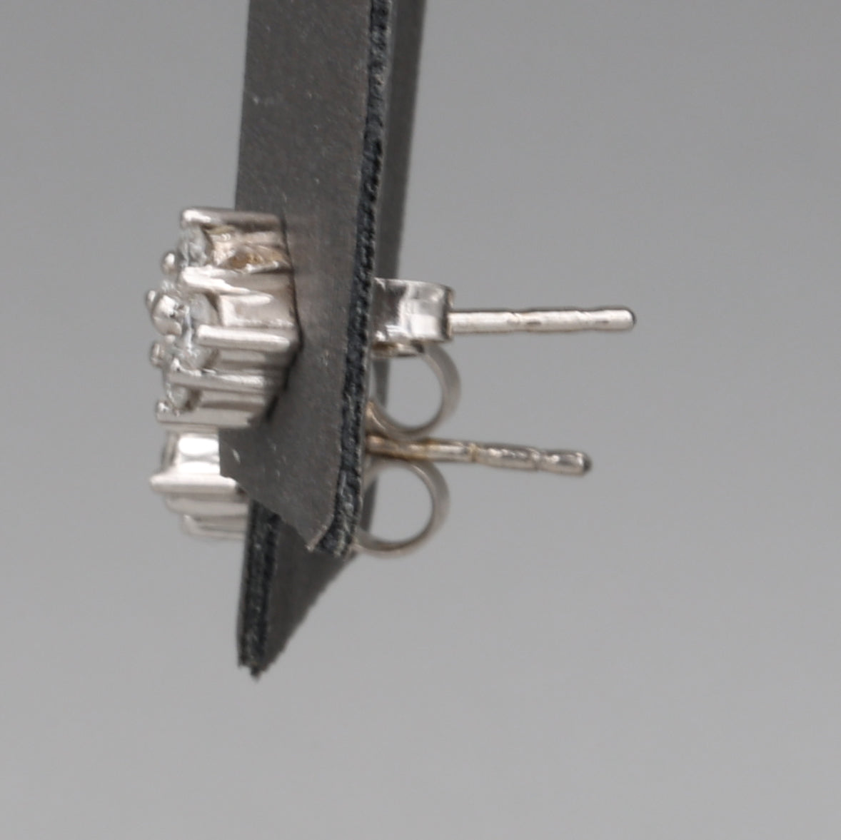 Vintage Diamond Cluster Stud Earrings in 14k White Gold