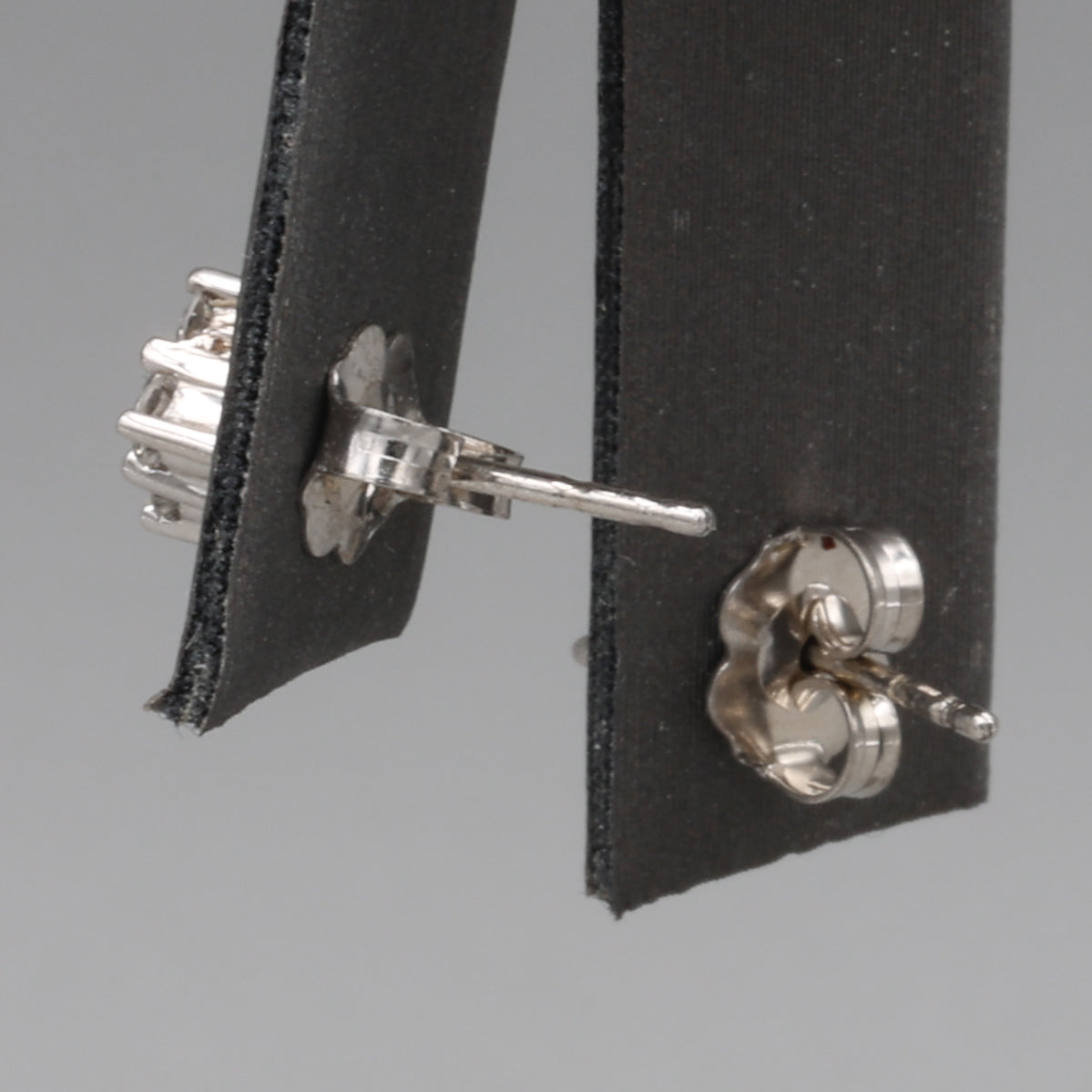 Vintage Diamond Cluster Stud Earrings in 14k White Gold