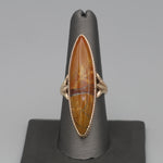 Victorian Elongated Bezel Set Jasper Statement Ring in 10k Rose Gold