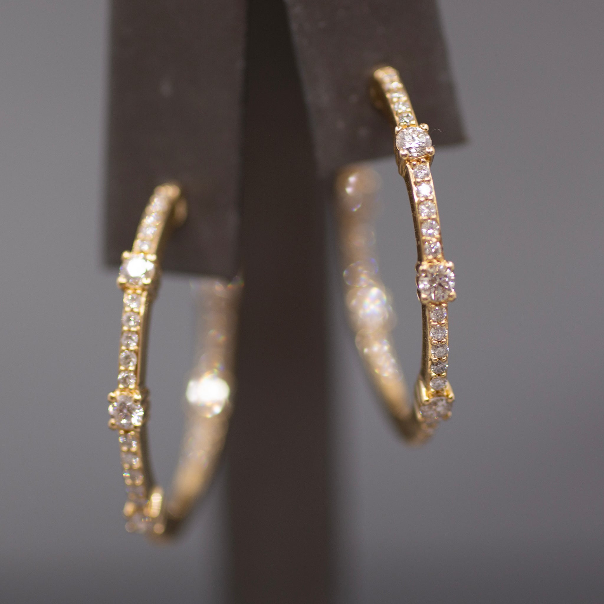 Classic Diamond Inside Out Round Hoop Earrings in 14k Yellow Gold