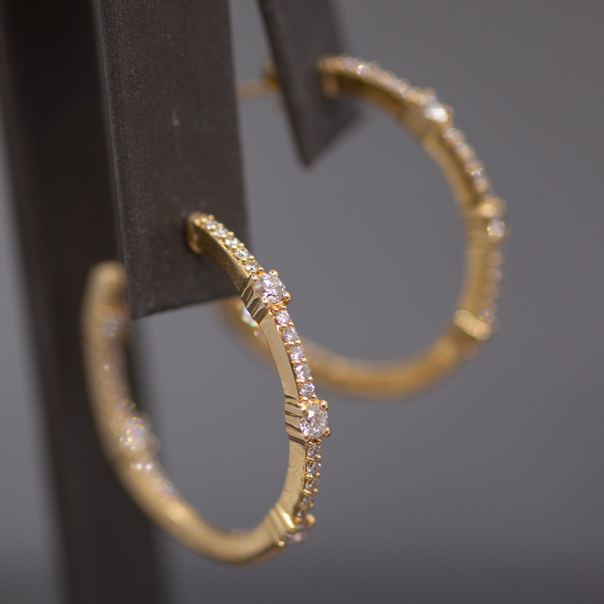Classic Diamond Inside Out Round Hoop Earrings in 14k Yellow Gold