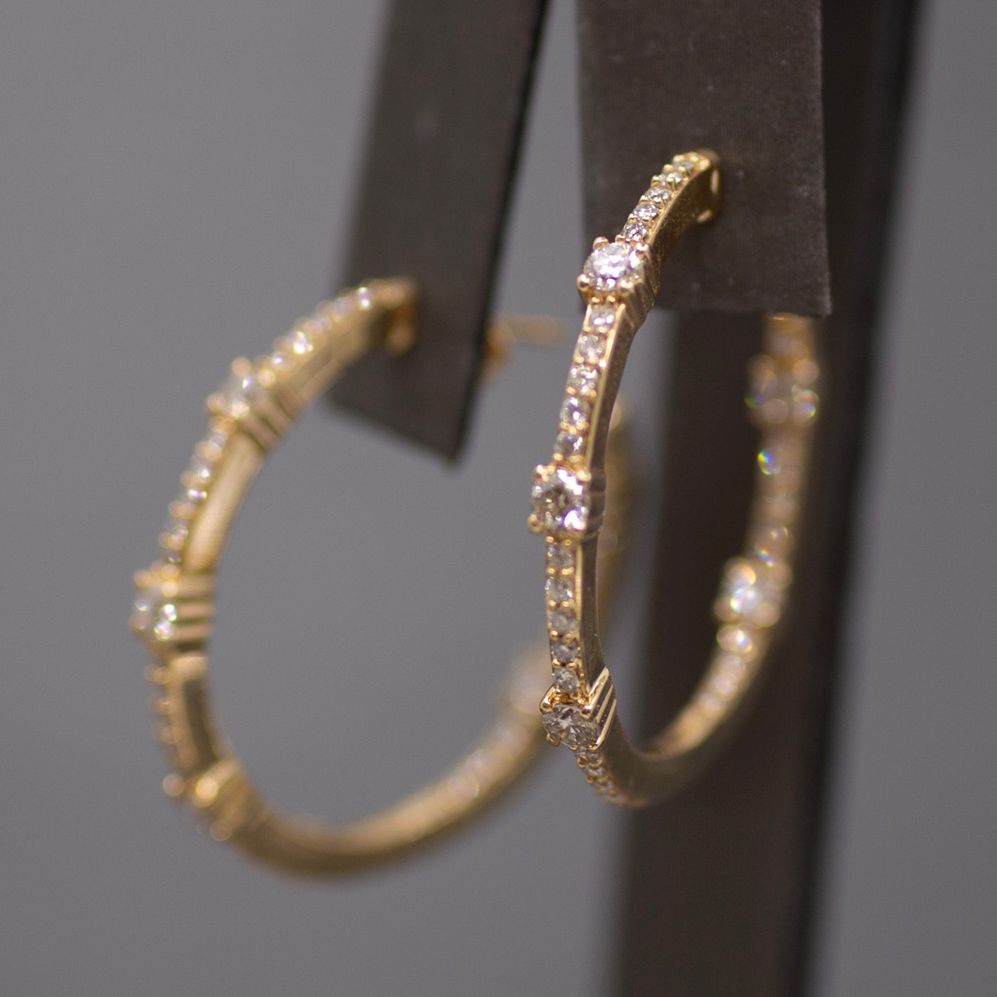 Classic Diamond Inside Out Round Hoop Earrings in 14k Yellow Gold