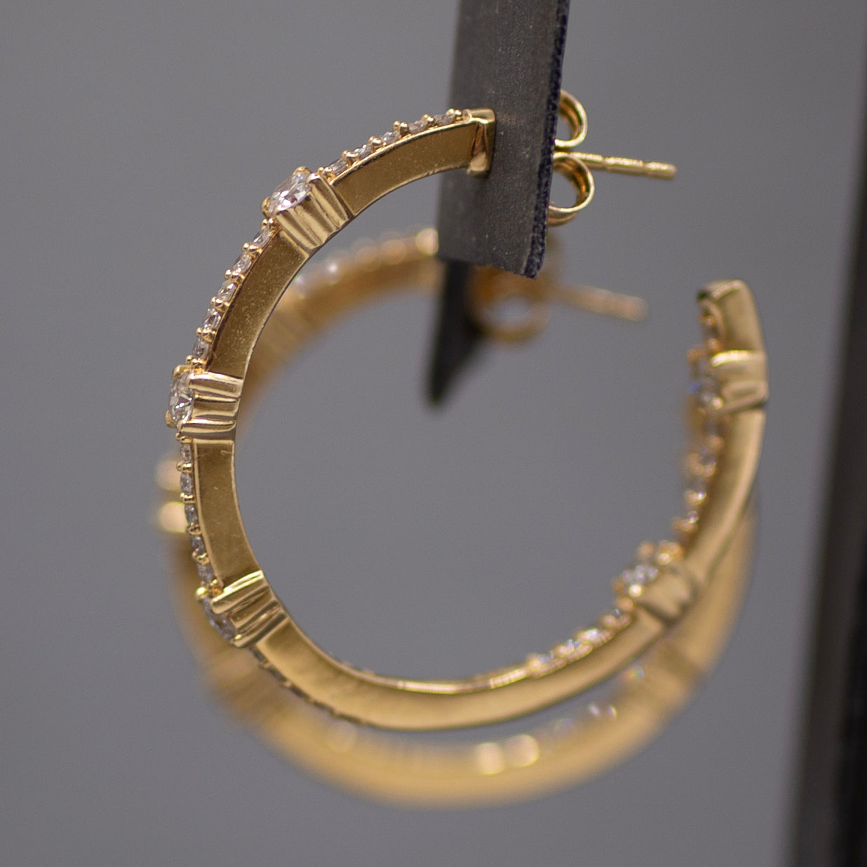 Classic Diamond Inside Out Round Hoop Earrings in 14k Yellow Gold