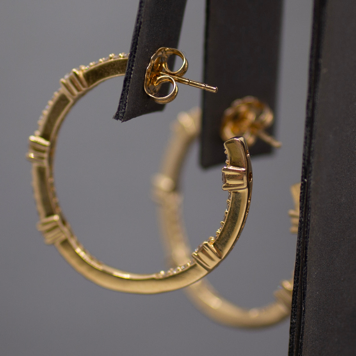 Classic Diamond Inside Out Round Hoop Earrings in 14k Yellow Gold