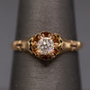 Victorian Old European Cut Diamond Claw Prong Belcher Set Solitaire in 14k Rosy Gold