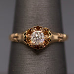 Victorian Old European Cut Diamond Claw Prong Belcher Set Solitaire in 14k Rosy Gold