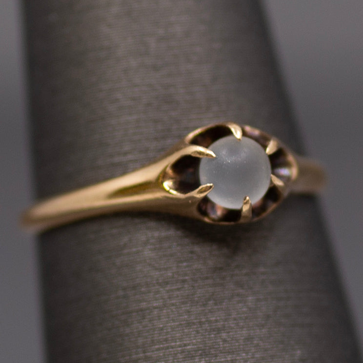 Victorian Moonstone Orb Claw Prong Belcher Set Ring in 10k Rose Gold