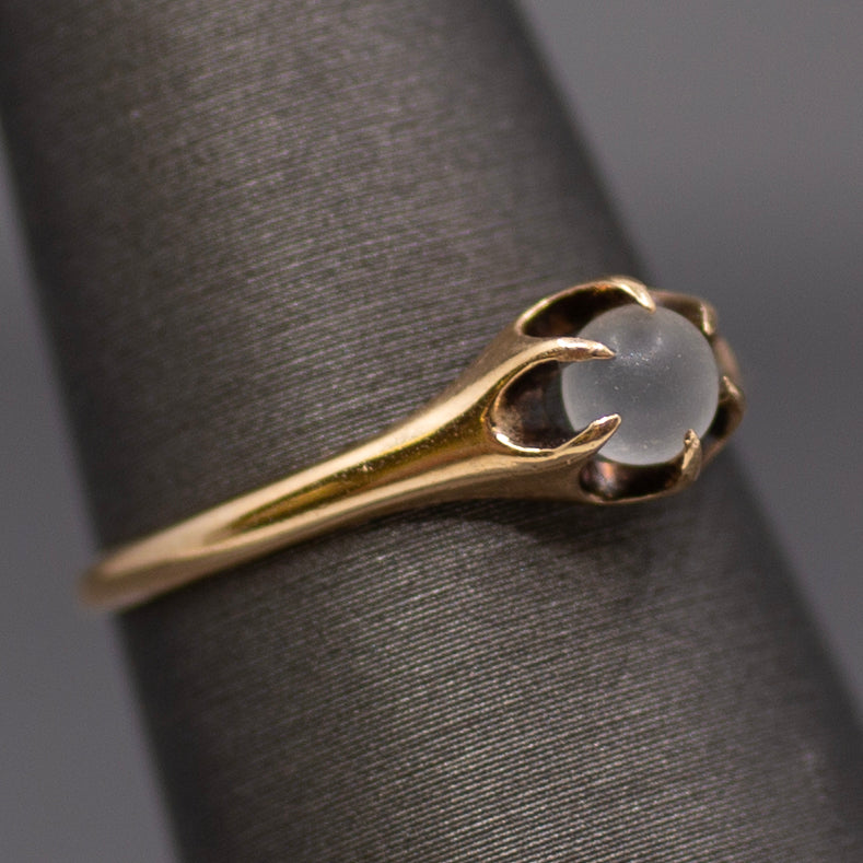 Victorian Moonstone Orb Claw Prong Belcher Set Ring in 10k Rose Gold