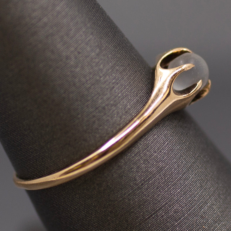 Victorian Moonstone Orb Claw Prong Belcher Set Ring in 10k Rose Gold