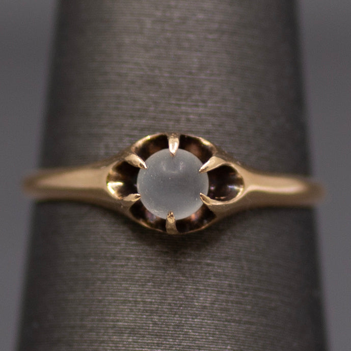 Victorian Moonstone Orb Claw Prong Belcher Set Ring in 10k Rose Gold