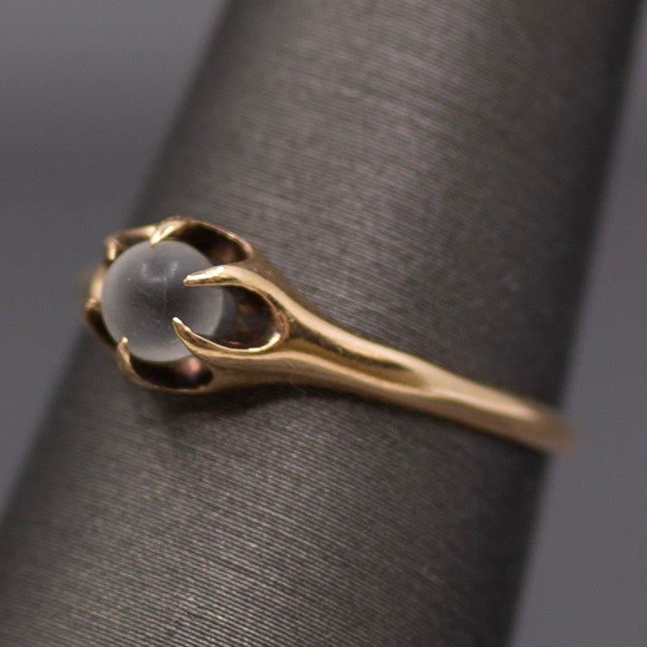 Victorian Moonstone Orb Claw Prong Belcher Set Ring in 10k Rose Gold