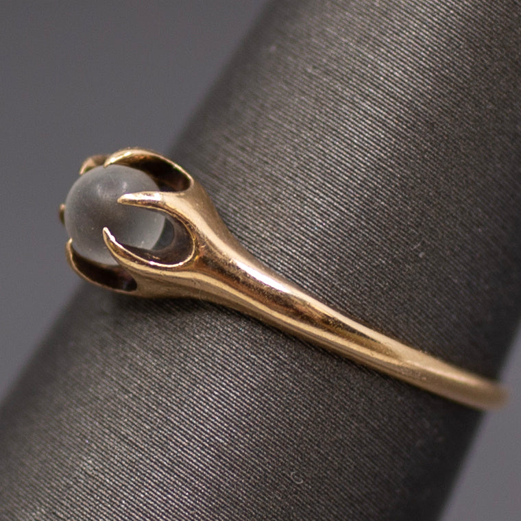 Victorian Moonstone Orb Claw Prong Belcher Set Ring in 10k Rose Gold