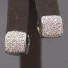 Sparkling Pave' Diamond Huggie Hoop Earrings in 18k White Gold