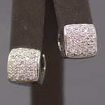 Sparkling Pave' Diamond Huggie Hoop Earrings in 18k White Gold