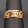 Victorian Geometric Embossed 6mm Wedding Band in 18k Yellow Gold