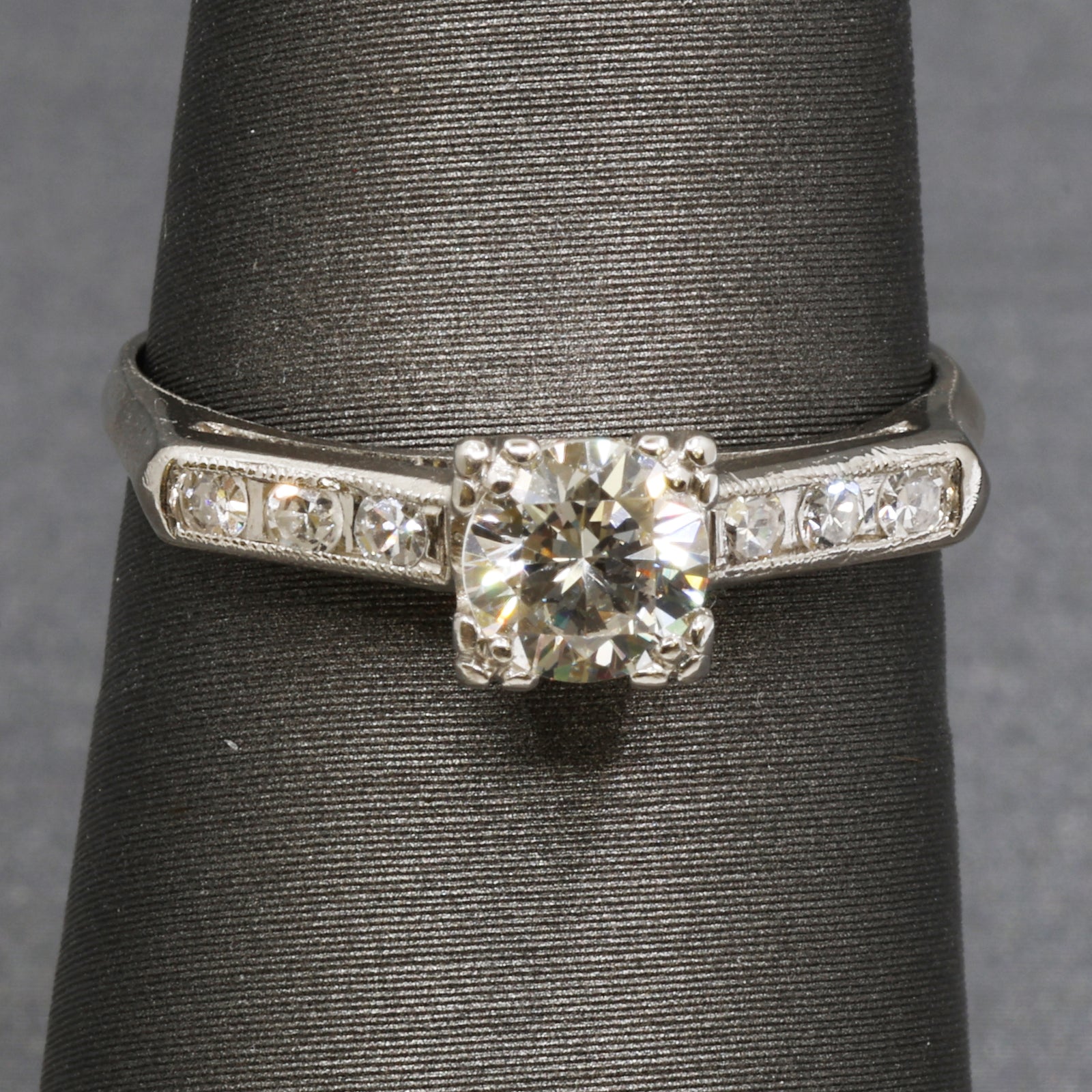 Sparkling Vintage Mid-Century Diamond Engagement Ring in Platinum