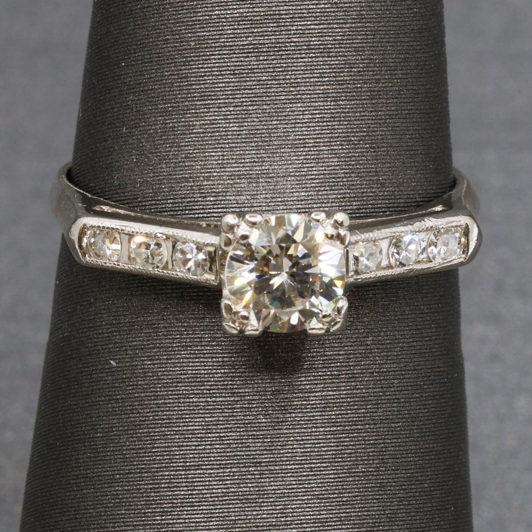 Sparkling Vintage Mid-Century Diamond Engagement Ring in Platinum