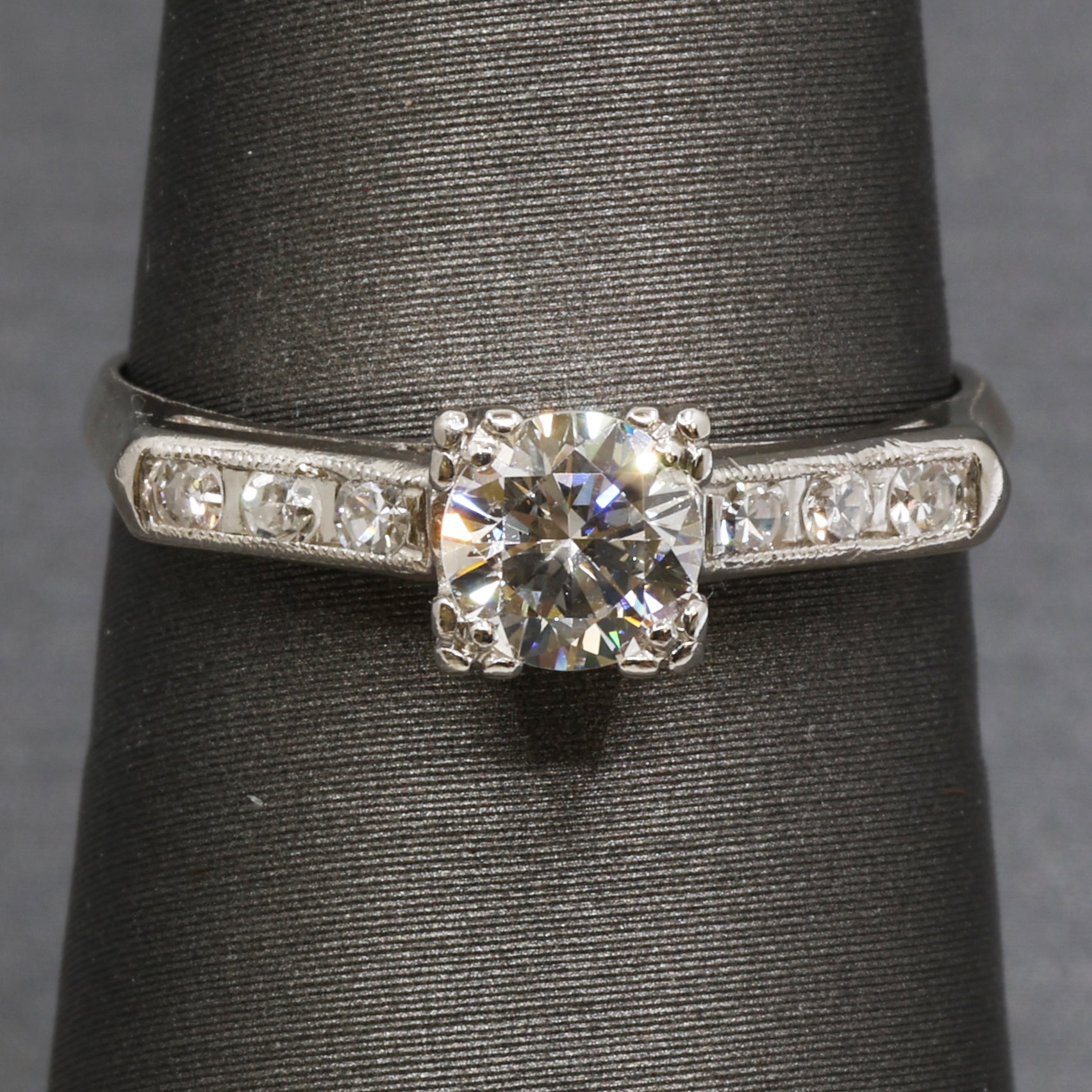 Sparkling Vintage Mid-Century Diamond Engagement Ring in Platinum