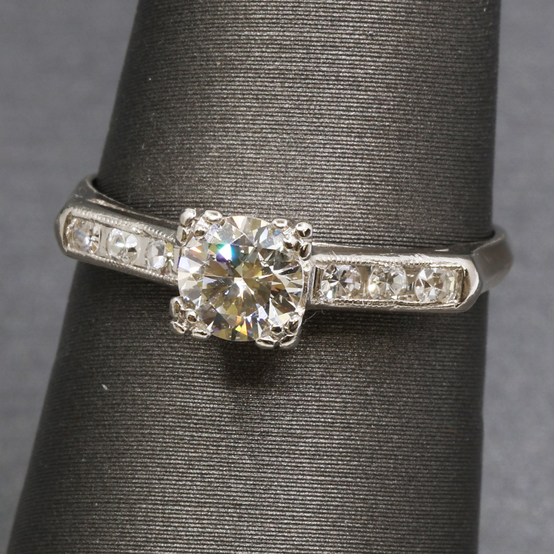 Sparkling Vintage Mid-Century Diamond Engagement Ring in Platinum