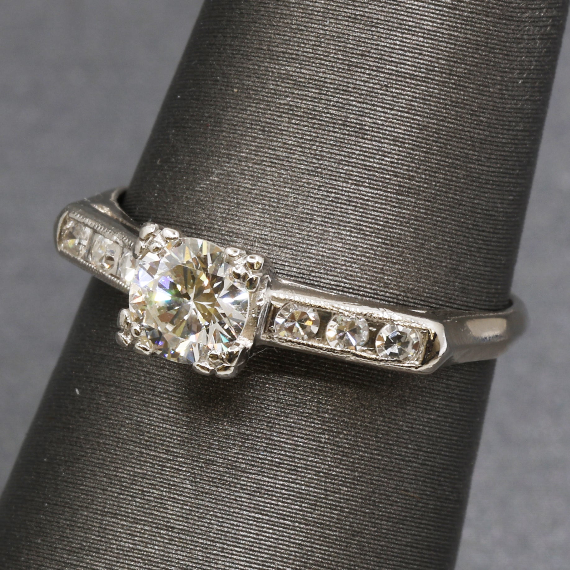 Sparkling Vintage Mid-Century Diamond Engagement Ring in Platinum