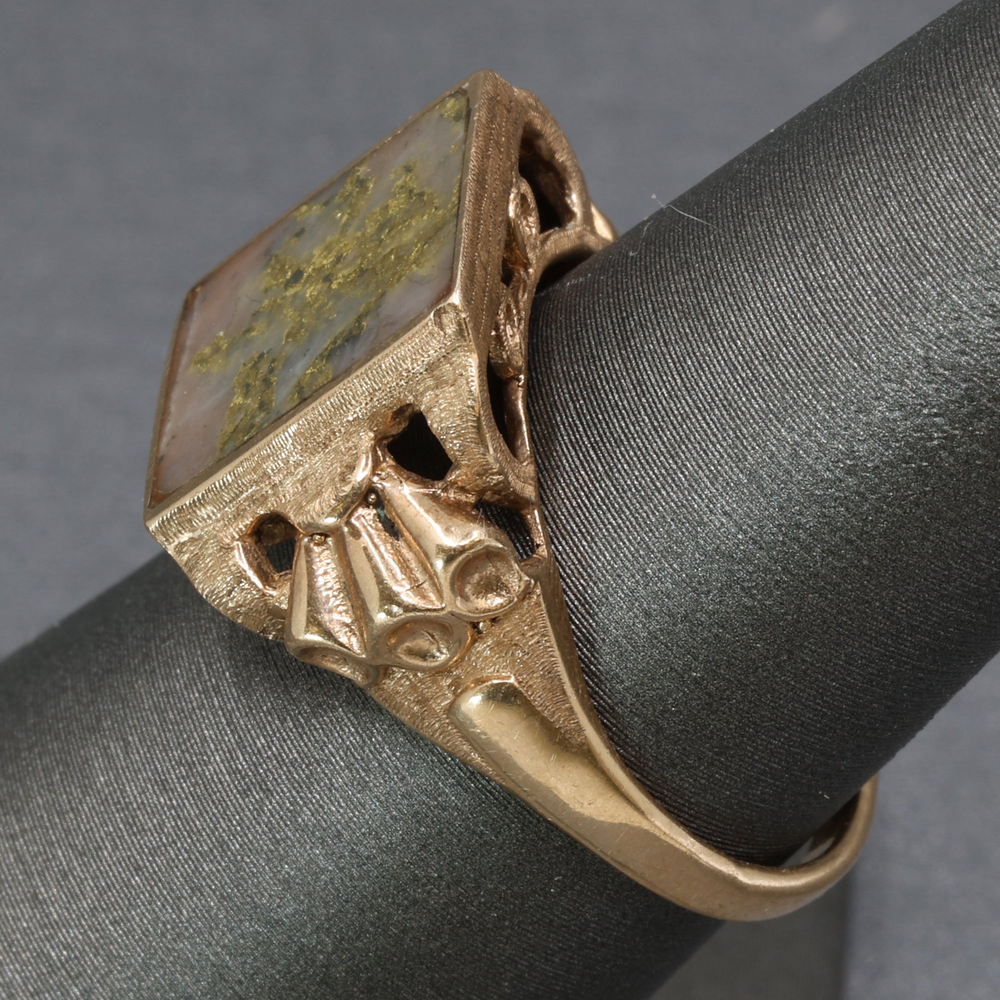 Antique Victorian Gold In Quartz Bezel Set Statement Ring in 10k Rose Gold
