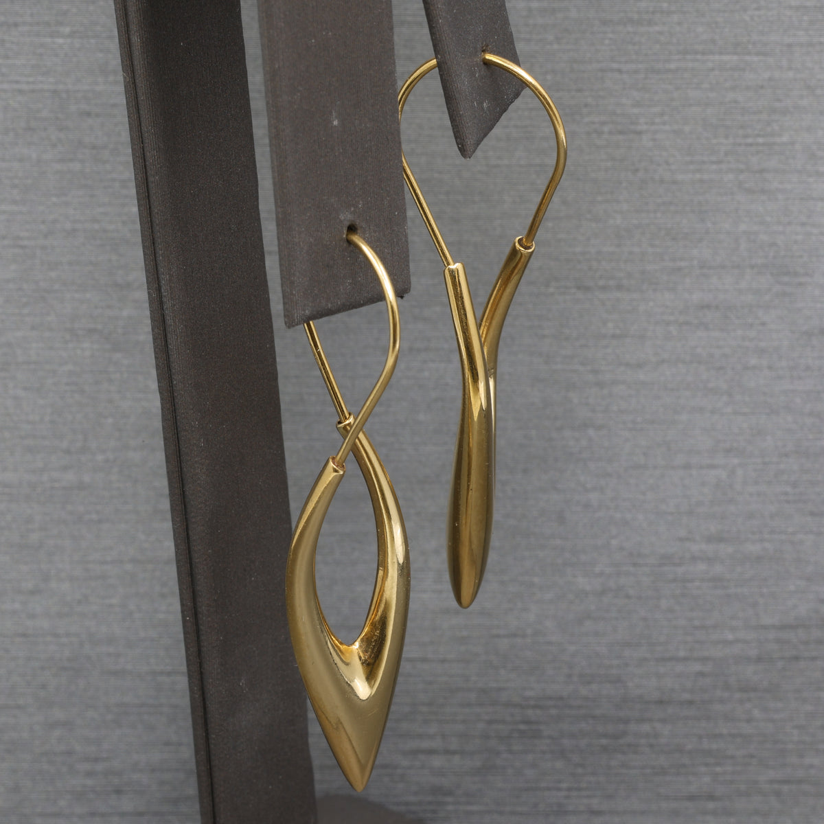 Modernist Long Geometric Twist Earrings in 18k Yellow Gold