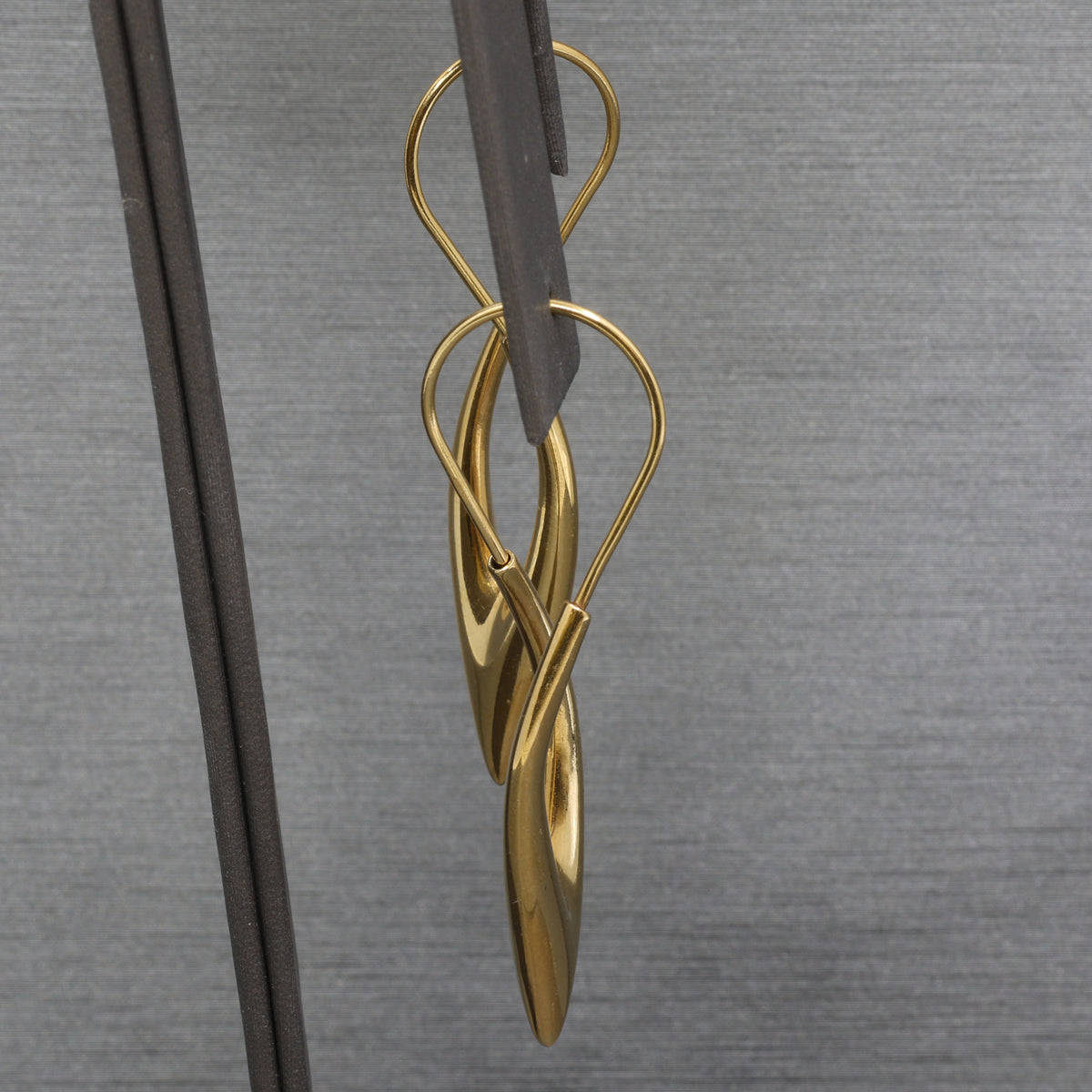 Modernist Long Geometric Twist Earrings in 18k Yellow Gold