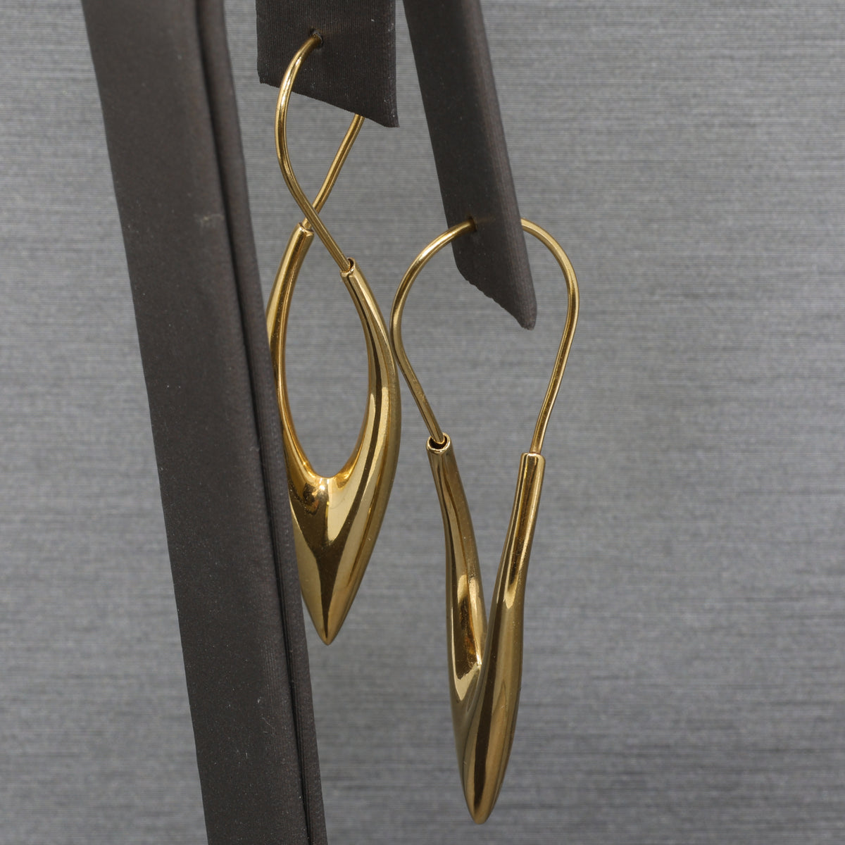 Modernist Long Geometric Twist Earrings in 18k Yellow Gold