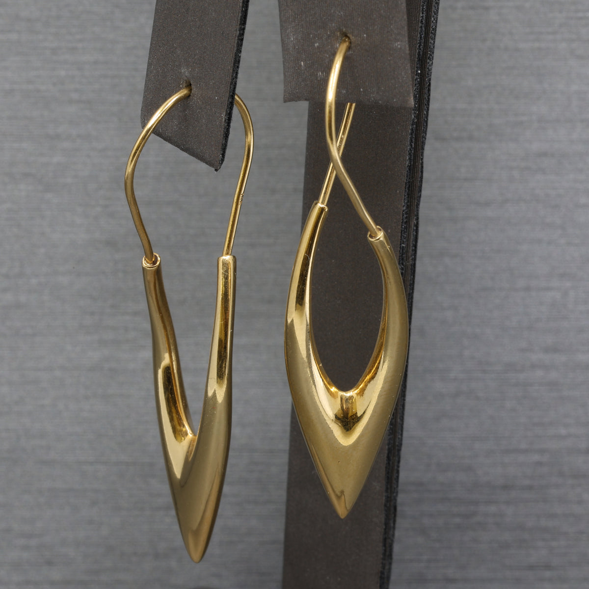 Modernist Long Geometric Twist Earrings in 18k Yellow Gold