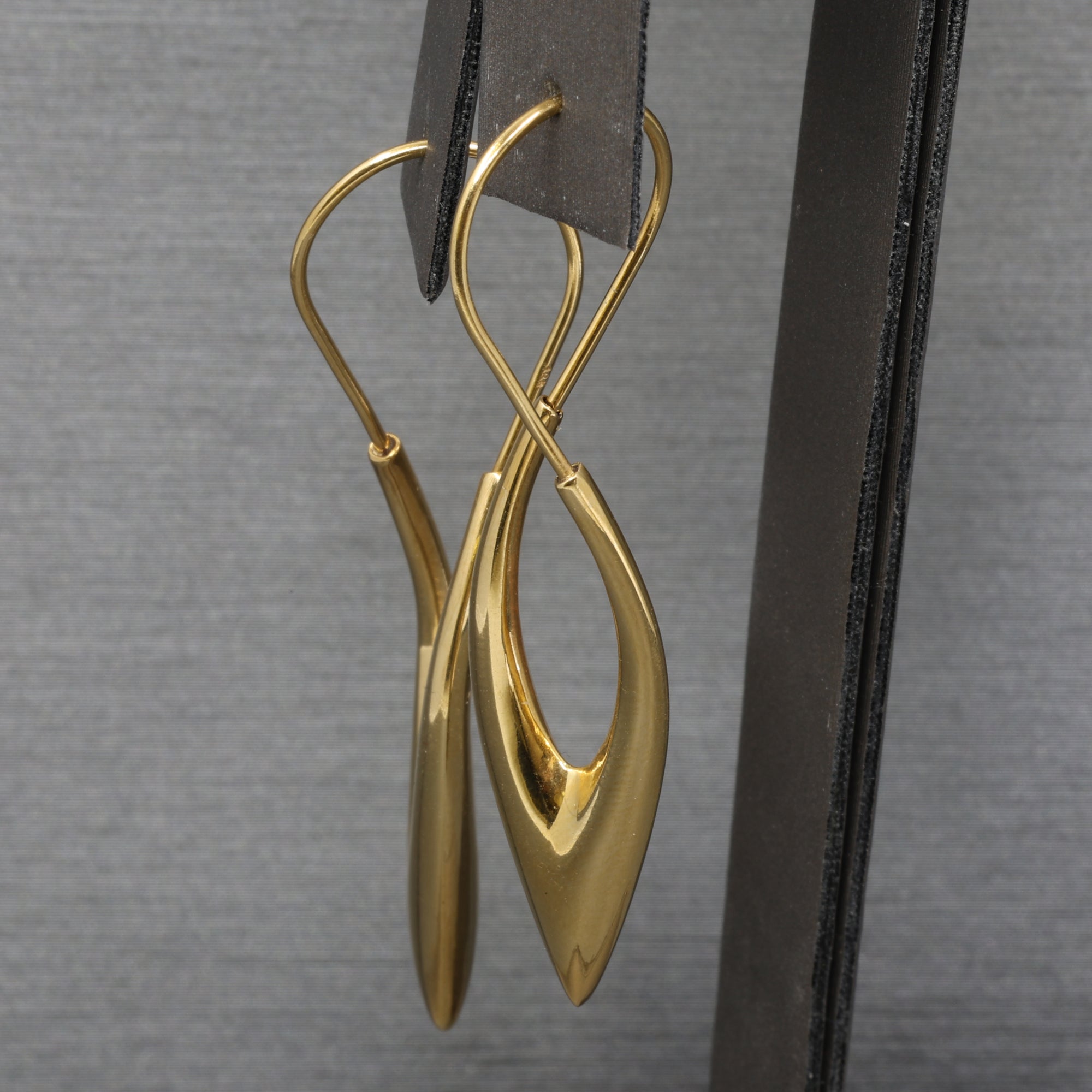 Modernist Long Geometric Twist Earrings in 18k Yellow Gold