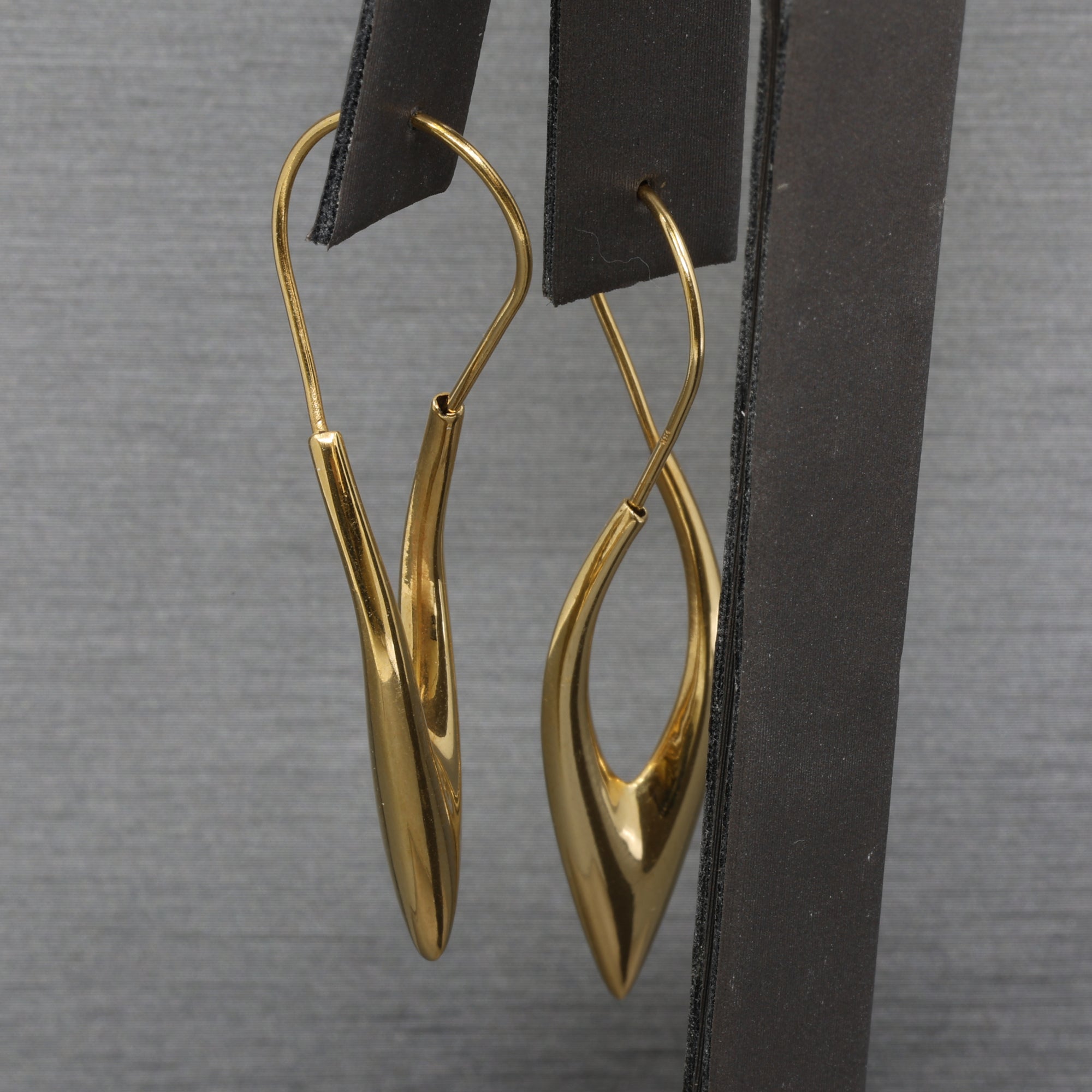 Modernist Long Geometric Twist Earrings in 18k Yellow Gold