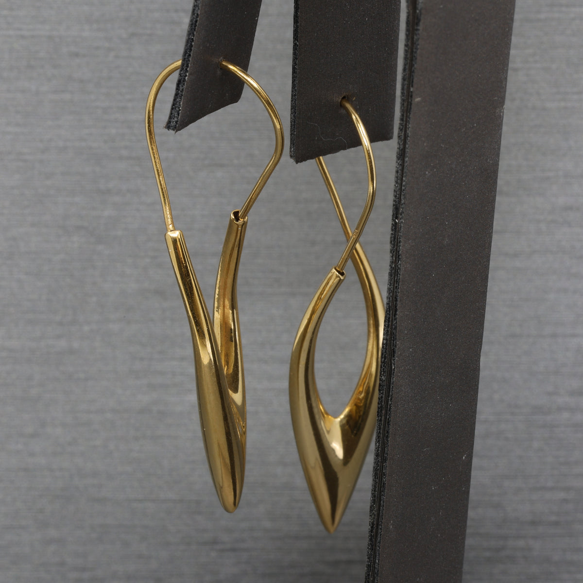Modernist Long Geometric Twist Earrings in 18k Yellow Gold