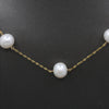 Vintage Pearl Station Tin Cup Necklace in 18k Yellow Gold
