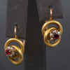 Sweet Victorian Ruby and Pearl Love Knot Earrings in 14k Yellow Gold