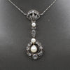Antique Victorian Pearl and Rose Cut Diamond Necklace in 18k and Silver