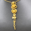 24k Gold Elongated Pendant with Lotus Flowers and Lily Pad Leaves