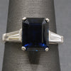 GIA Certified Australian Deep Blue Sapphire and Baguette Diamond Ring in Platinum