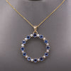 Victorian Yogo Montana Blue Sapphire and Pearl Eternity Pendant on 14k Yellow Gold Chain