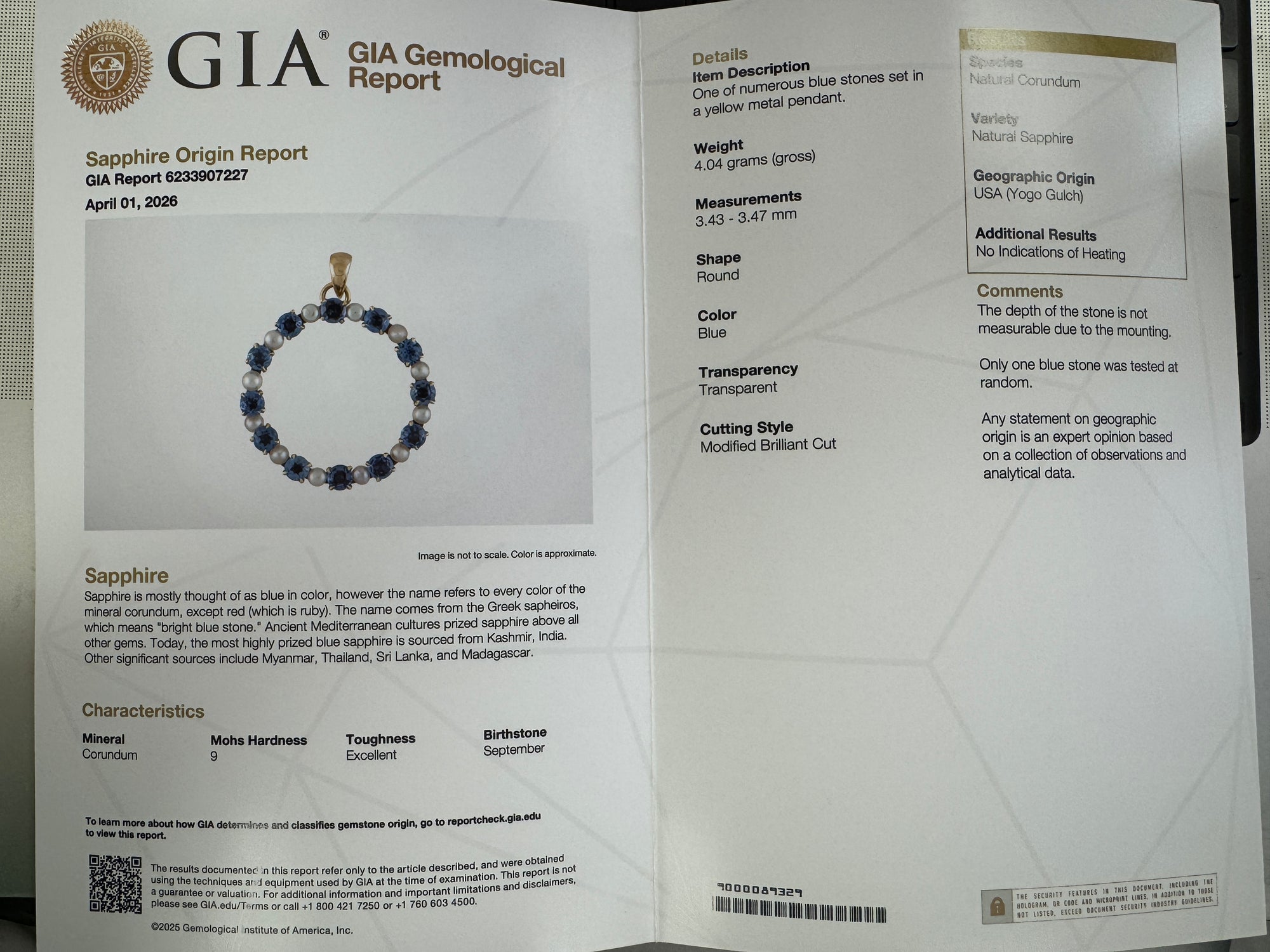 GIA Certified Victorian Yogo Montana Blue Sapphire and Pearl Eternity Necklace in 14k Yellow Gold