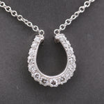 Stunning Diamond Horseshoe Pendant Necklace on 14k White Gold Chain