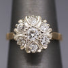 Vintage Old European Cut Diamond Daisy Cluster Ring in 14k White and Yellow Gold